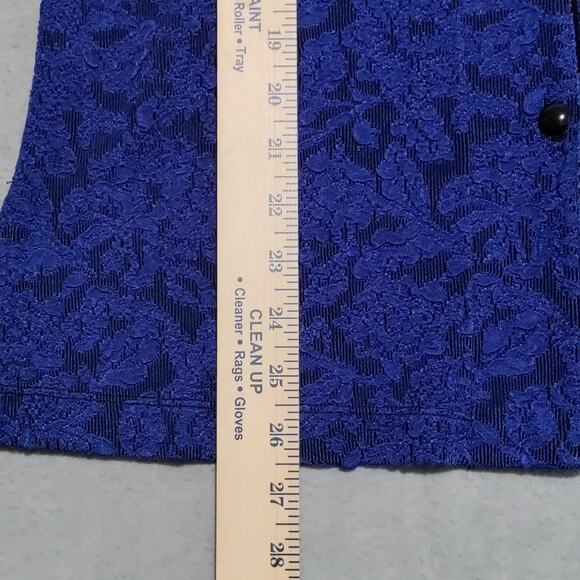 Chicos Travelers Size 0 (Small/4) Jacquard Button Up Blouse Jacket Blue Made USA - Picture 14 of 15